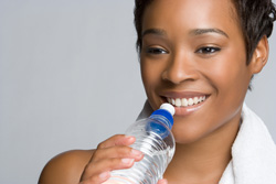 Female drink water after Exercise
