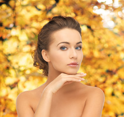 Woman photo at fall leaves background